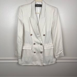 Zara Basic Oversized Cream Ivory Double Breasted Blazer Size Small Classic Chic